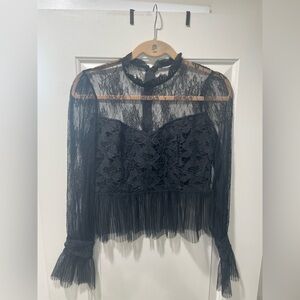 Vici Black Sheer Lace Blouse